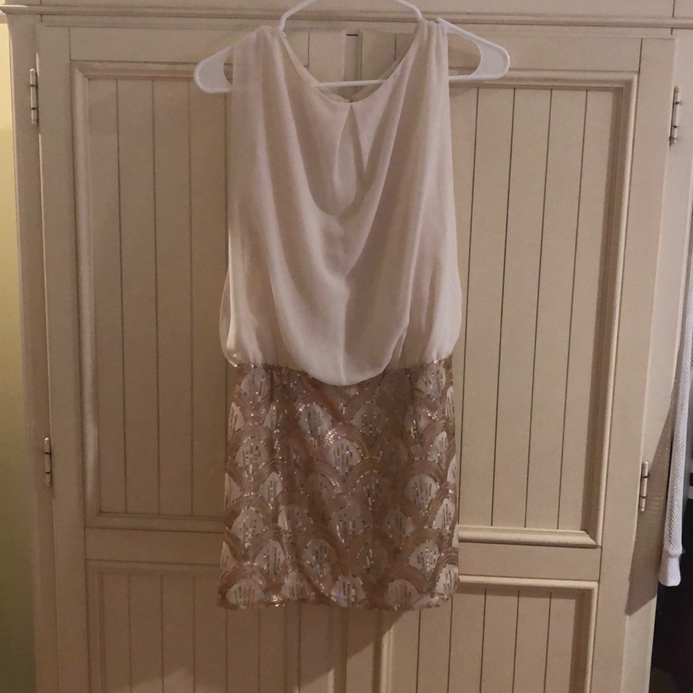tan and gold dress